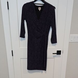 Anne Klein Elegant Surplice Patterned Dress